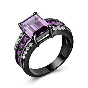 💍 Exquisite Cushion Cut  Purple Diamond Ring for Women Men, FB16FA1052